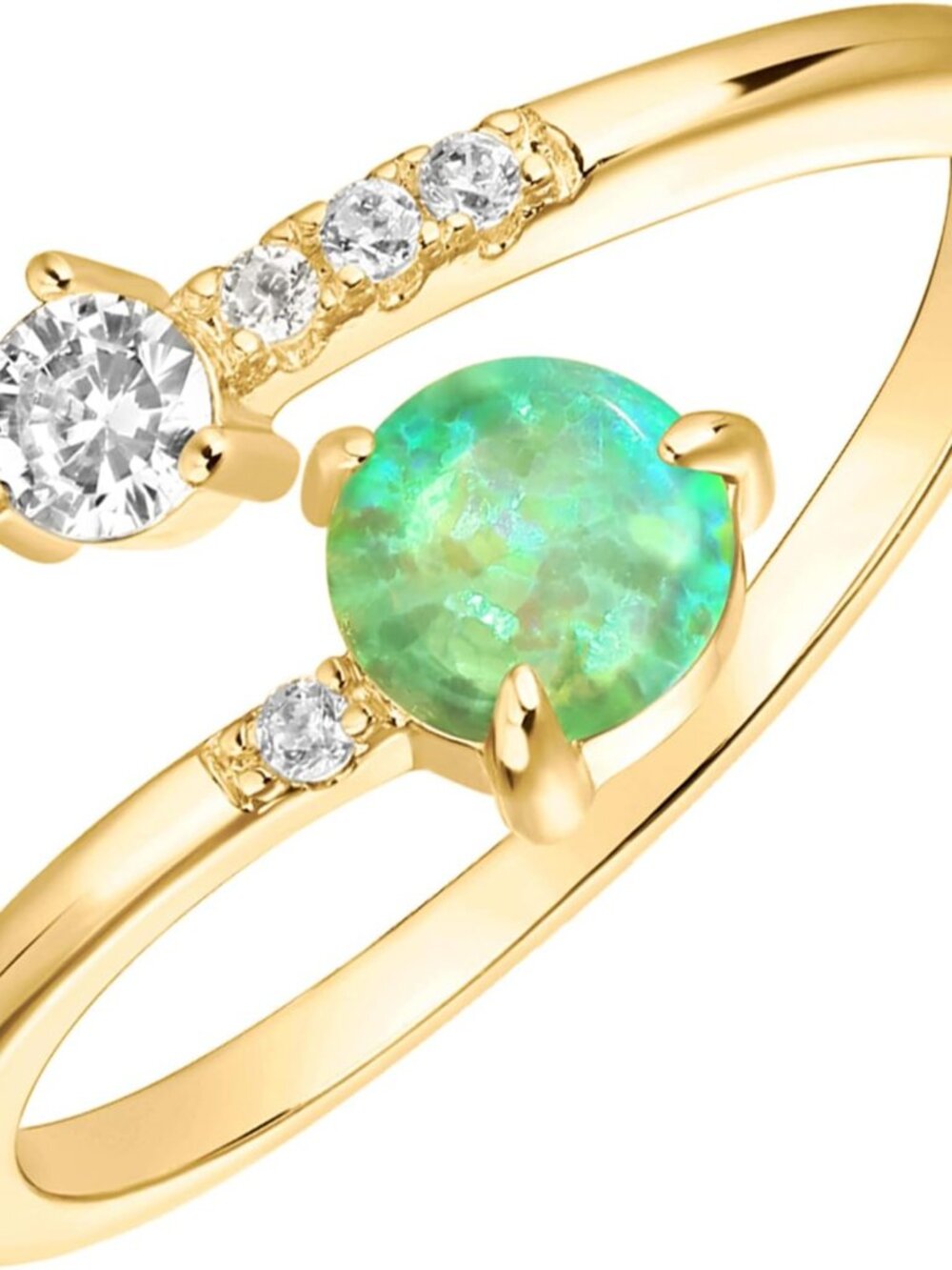 14k Gold Plated Created Opal Rings - Stacking Rings For Women